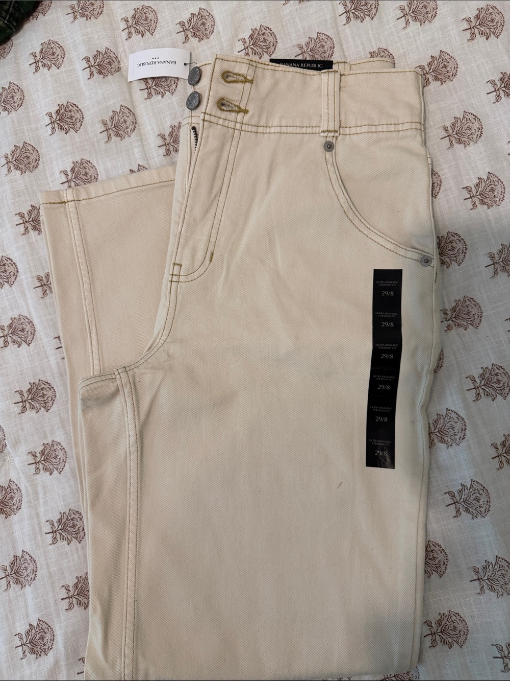 Banana Republic Cream High-Rise Wide-Leg Jeans